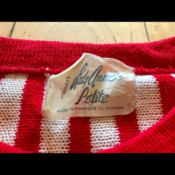 Vintage striped red white knit top - Picture 4 of 10